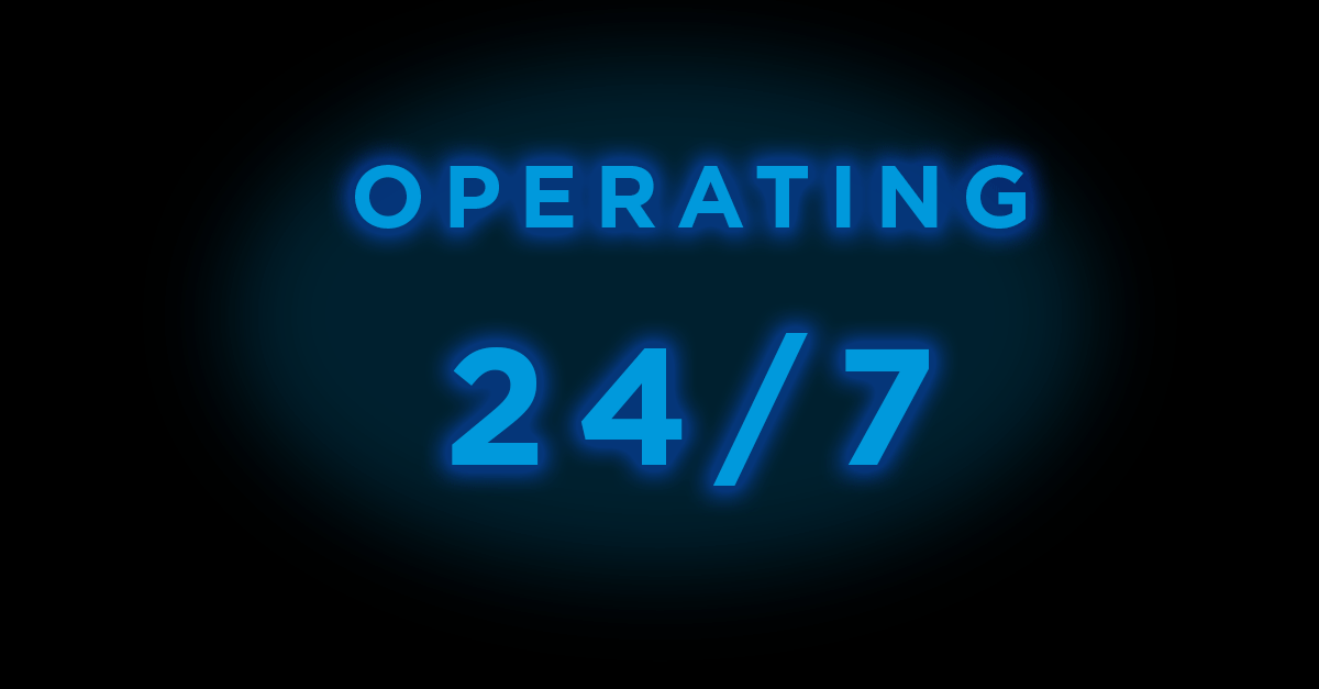 Flashing Neon Sign stating Open 24/7